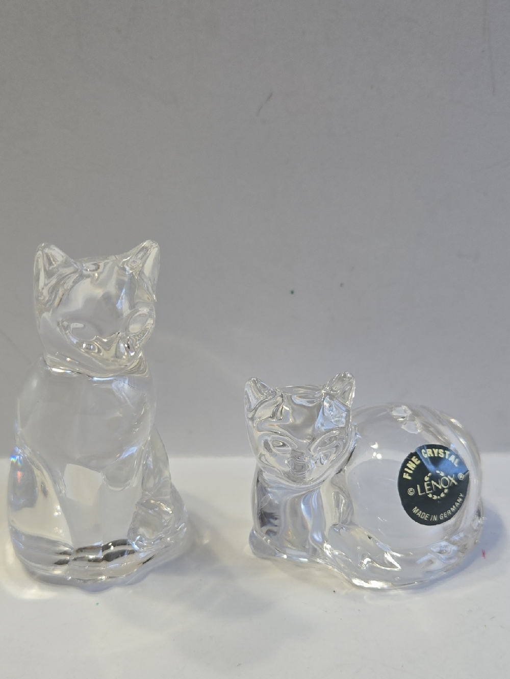 Lenox Clear Crystal Cat Salt + Pepper Shaker Set Transparent